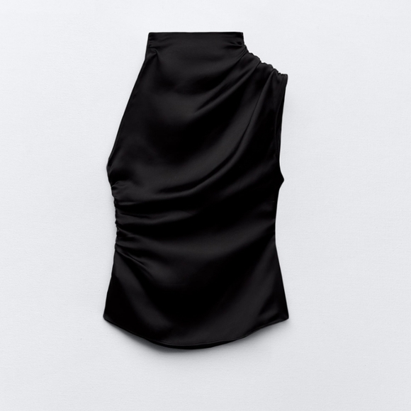 ASYMMETRICAL SATIN EFFECT TOP - Picture 6 of 7